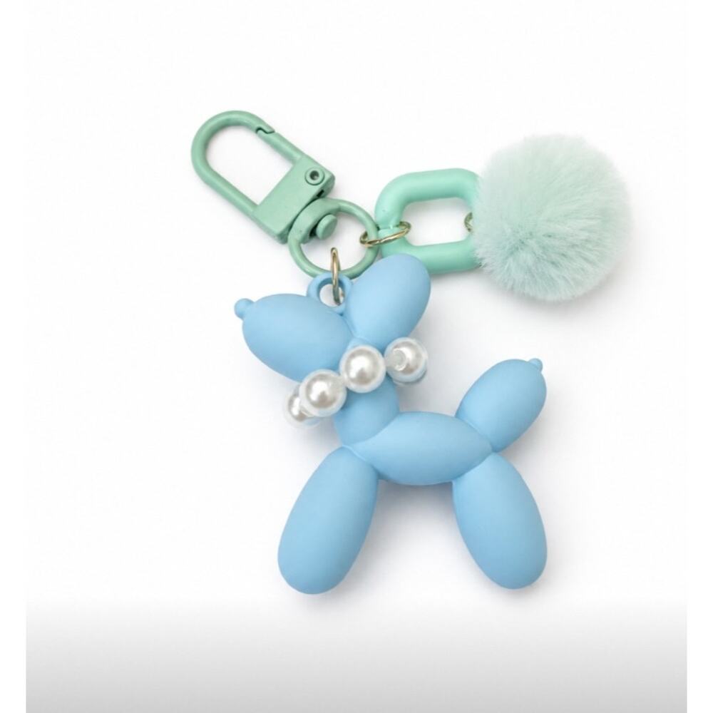 Blue Balloon Dog Bag Charm Key Chain New